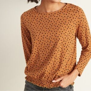 Old Navy Golden Brown Polka Dot Long Sleeve Top Size XL